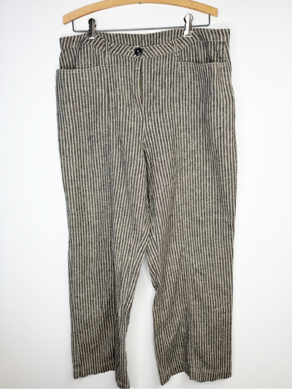 Sundance Linen Cotton blend‎ Striped Trousers Straight leg pants size 14